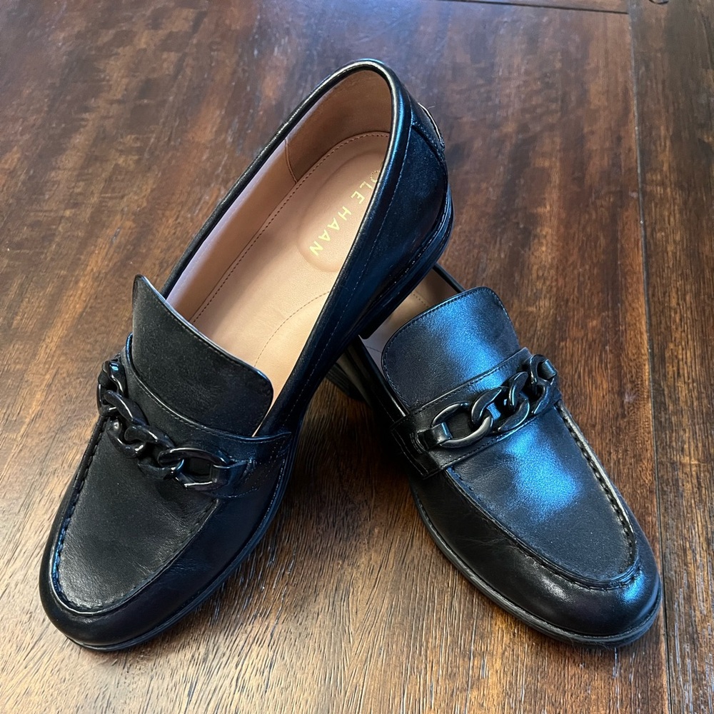 Cole Haan loafers black leather 9.5B